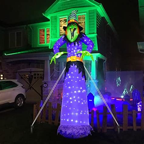 Eambrite Ft Halloween Inflatable Witch With Led Cool White Lights