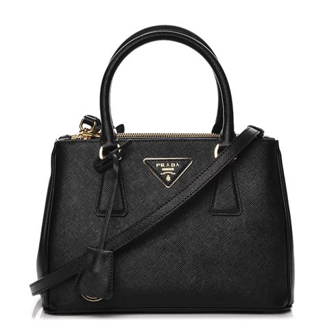 Prada Saffiano Mini Galleria Double Zip Tote Nero Black