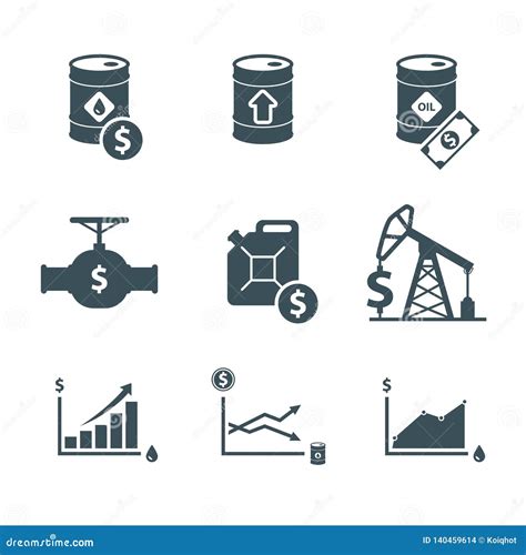 Sistema De Los Iconos Del Precio De Las Materias Primas Del Aceite