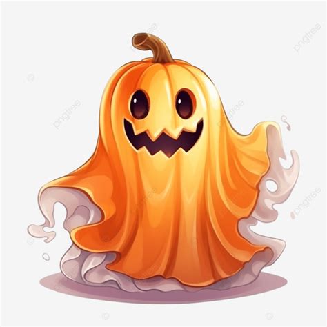 Cartoon Cute Pumpkin With Ghost Garland Cute Cozy Halloween