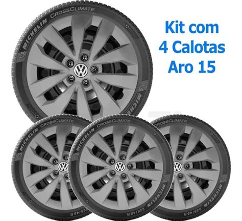 4x Calota Vw Space Fox Polo 5 Furos Aro 15 Grafite 147cp Parcelamento