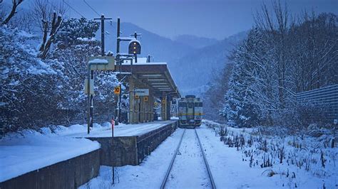 HD Wallpaper Wide Image Landscape Japan Train Winter Station