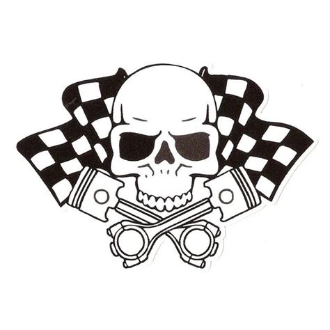 CROSSED PISTON SKULL Laminated Decal Cafe Racer Bretagne Clicboutic