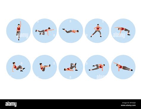 Training People Icons Set For Sport And Fitness Flat Style Design