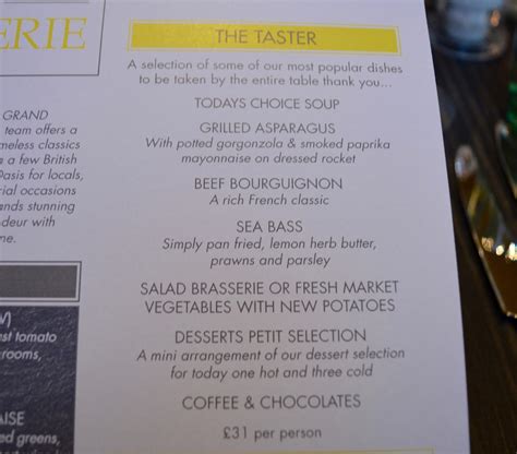 The Brasserie At The Grand Hotel Tynemouth New Menu And Relaunch