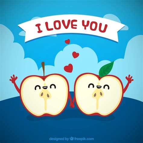 Free Vector Happy Apple Slices In Love