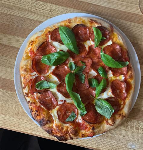 Homemade Classic Pepperoni And Basil The Perfect Pizza Dining And