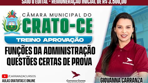 CRATO CE Funções da Administração Questões Certas de Prova Prof