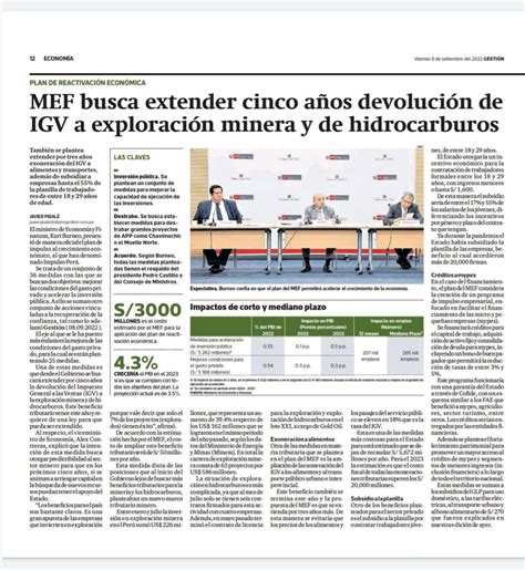 Mef Busca Extender Cinco Años Devolución De Igv A La Exploración Minera