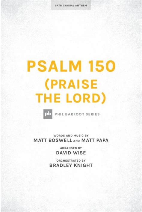 Psalm 150 Praise The Lord Choral Anthem Satb Sheet Music Pdf