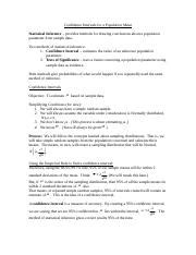 MAT124 MOD3 Confidence Intervals Doc Confidence Intervals For A