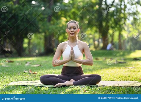 Healthy Beautiful Woman Practicing Yoga Meditating With Closed Eyes