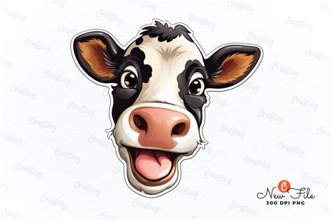 Funny Cow Face Stickers Sublimation Graphic by Crafticy · Creative Fabrica