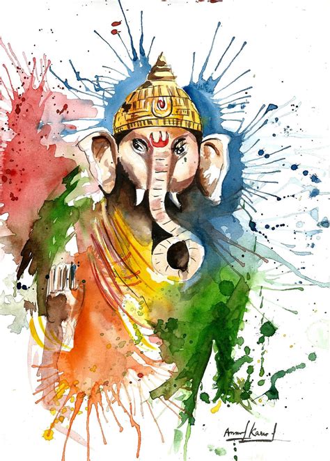 Watercolor Painting of Ganesha - craibas.al.gov.br