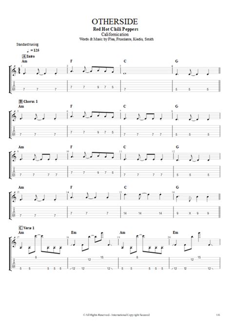 Otherside Tab by Red Hot Chili Peppers (Guitar Pro) - Full Score | mySongBook