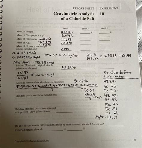 Heator REPORT SHEET EXPERIMENT 10 Gravimetric Chegg