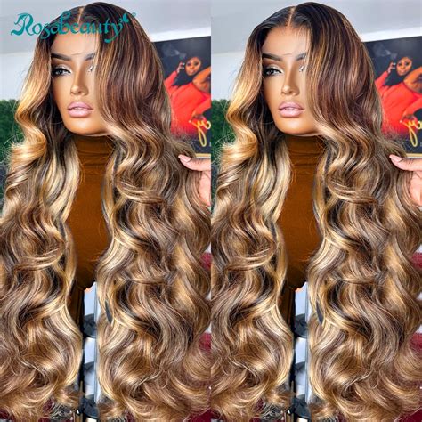 Rosabeauty X Hd Ombre Highlight Body Wave Wigs X Blonde Lace