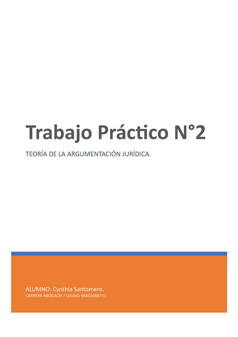 Tp Taj Tp Aprobado Alumno Cynthia Santomero Carrera Abogac A