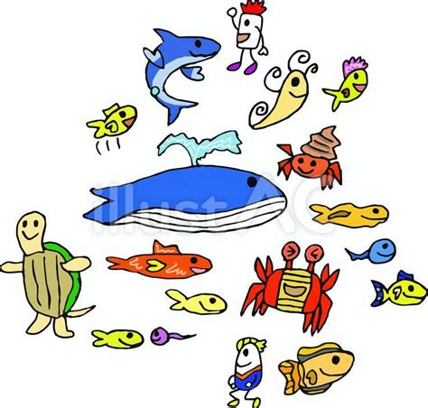 海の生き物イラスト No 1526203／無料イラストなら「イラストac」