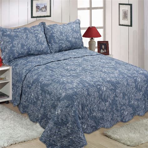 Katie Quilted Bedspread Patchwork - Navy Blue – Williamsons Factory Shop