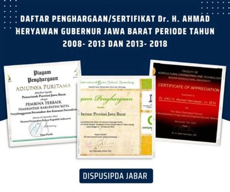 DAFTAR PENGHARGAAN SERTIFIKAT Dr H AHMAD HERYAWAN GUBERNUR JAWA BARAT