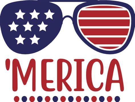 Merica American Flag Glasses Independence Day Free Svg File For Members Svg Heart