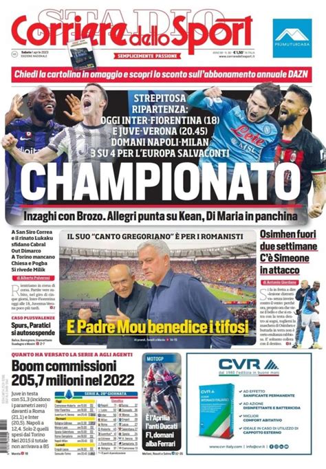 PRIMA PAGINA Cds Championato Osimhen Fuori 2 Settimane