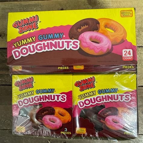 72x Gummi Zone Yummy Gummy Doughnuts 24 Packs Of 3 Pieces And Low Price