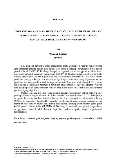 Perbandingan Antara Metode Bagian Dan Metode Keseluruhan Terhadap