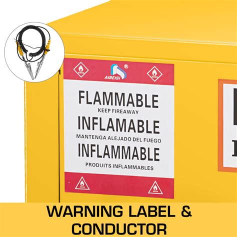 Safety Cabinet for Flammable Liquids Single door and Manual Close Yellow Hazardous Storage 900 x ...