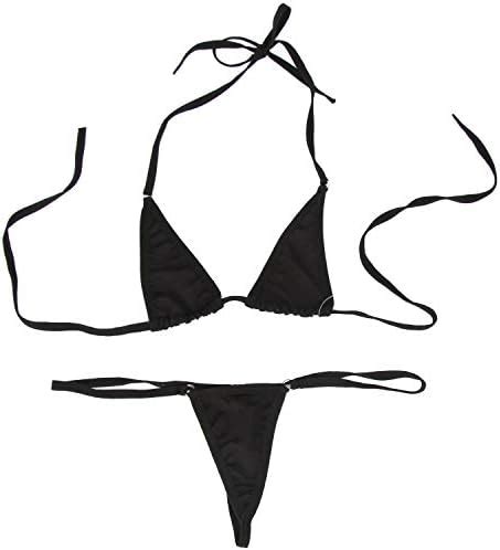 Womens Sheer Extreme Bikini Halterneck Top And Tie Sides Micro Thong