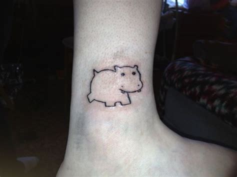 Small cute simple hippo tattoo on ankle - Tattooimages.biz