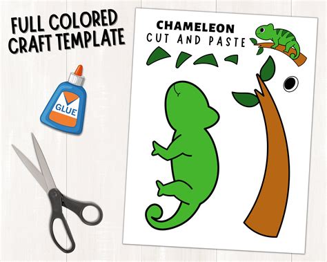 Chameleon Craft for Kids, Printable Template, Rainforest Activities