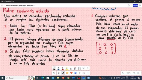 MATRIZ ESCALONADA REDUCIDA YouTube