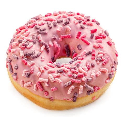 Donut Background With Sprinkles Strawberry Donut Texture Stock Image