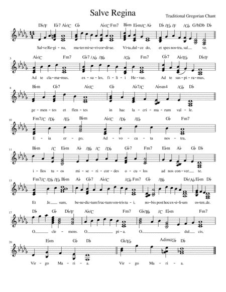 Salve Regina Gregorian Chant With Contemporary Chord Progression Arr