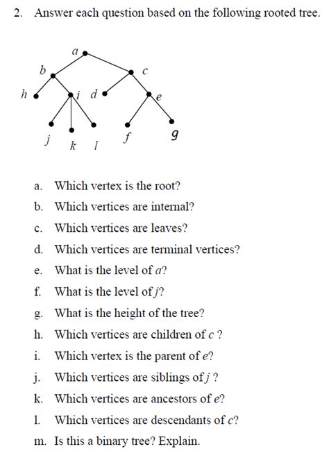 Solved Answer Each Question Based On The Following Rooted Chegg