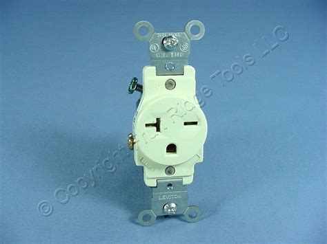 Leviton Almond COMMERCIAL Single Outlet Receptacle NEMA 6-20R 20A 250V ...