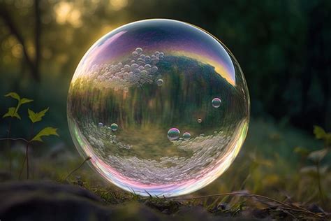 Premium Ai Image Closeup Of A Soap Bubble Floating In Front Of A Hazy