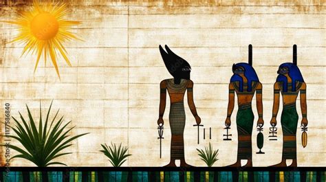 ancient egyptian gods  papyrus ancient egyptian sun god papyrus
