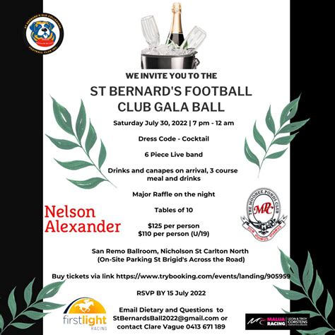 Stbernards Club Ball 2022 — St Bernards Football Club