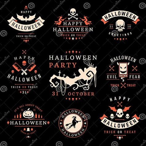 Set Vintage Happy Halloween Badges And Labels Stock Vector