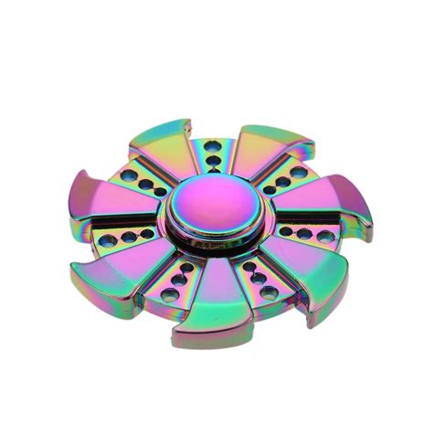 Rainbow Fidget Spinner Metal Wheel Shape Round Colorful Spinner Hand