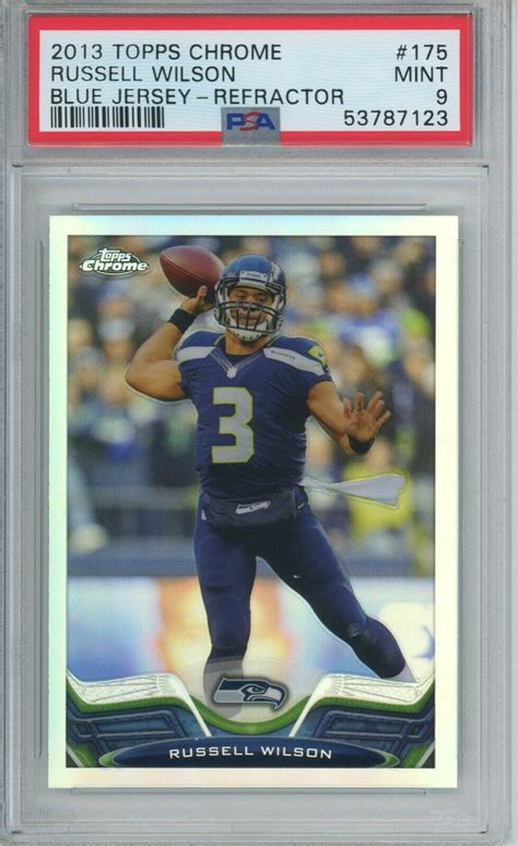 2013 Topps Chrome Refractor Russell Wilson PSA Mint 9 Seahawks Blue