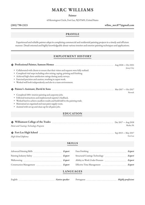 Painter Resume Examples Templates 2024 Resume Io