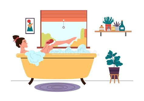 Woman Bathing Bathtub Cartoon Stock Illustrations 724 Woman Bathing