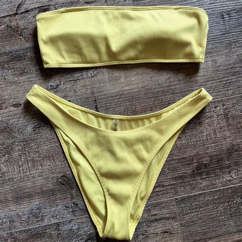 Yellow Bandeau Bikini Top Bottom Originally Depop