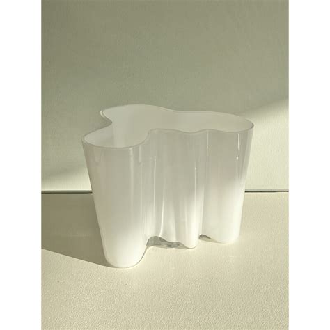 Vase Blanc Vintage 3030 Savoy D Alvar Aalto Pour Iittala Finlande