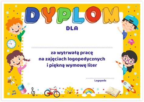 Dyplom Logopedyczny Uniwersalny wzór 6 SzkolneNaklejki pl