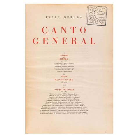 Lot Art Neruda Pablo Canto General M Xico Era Edici N